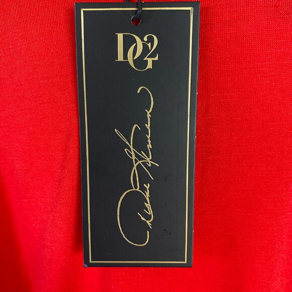 DG2 by Diane Gilman bright red long sleeve layered pullover v-neck blouse size M - Picture 7 of 9